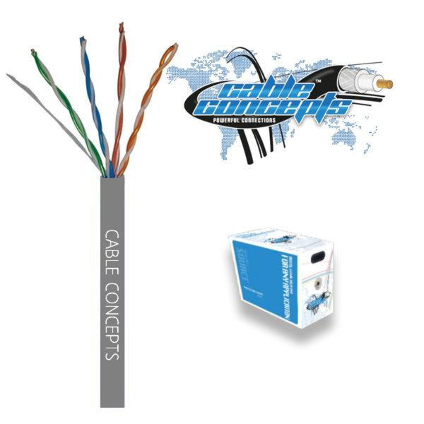 Cable Concepts Cat5E, 24 AWG, 4 Pr, FT4/CSA, 1000 Ft, Grey