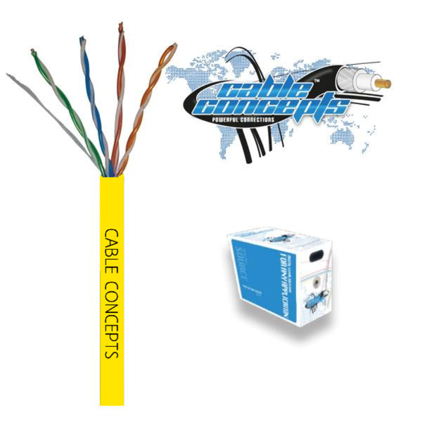Cable Concepts Cat5E, 24 AWG, 4 Pr, FT4/CSA, 1000 Ft, Yellow