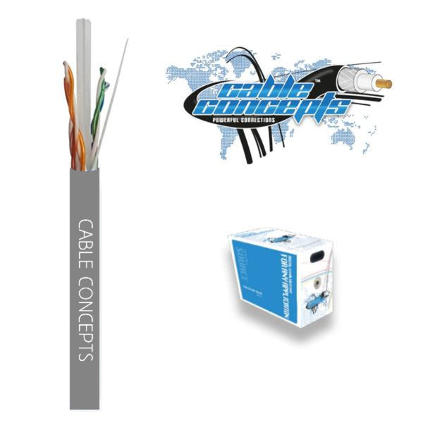 Cable Concepts Cat6, 23AWG, 4 Pr, FT4/CSA, 1000 Ft, Grey