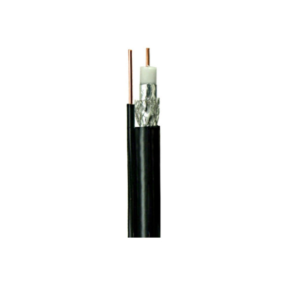 Cable Conceps RG6 Solid Copper Core With 17 AWG Messenger, FT4/CSA Approved, Wooden Reel, Black Ft.